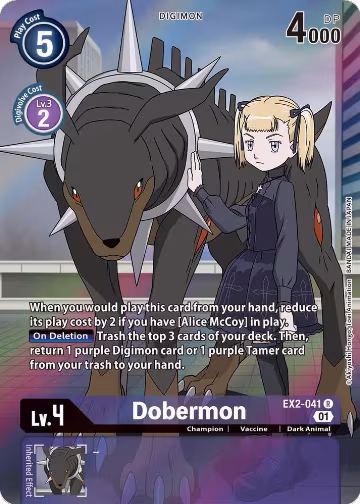 Dobermon (Alternate Art) (EX2-041 R), Digital Hazard — Digimon card price