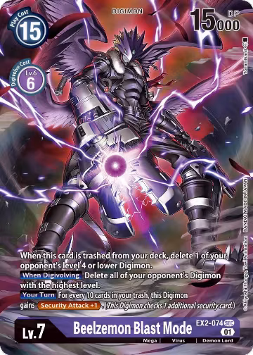 Beelzemon Blast Mode (Alternate Art) (EX2-074 SEC), Digital Hazard — Digimon card price