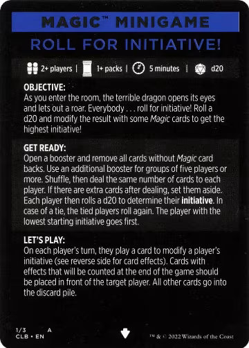 Magic Minigame: Roll for Initiative! (1), Commander Legends: Battle for Baldur's Gate — Magic card price