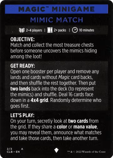 Magic Minigame: Mimic Match (2), Commander Legends: Battle for Baldur's Gate — Magic card price