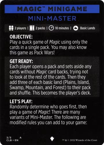 Magic Minigame: Mini-Master (3), Commander Legends: Battle for Baldur's Gate — Magic card price