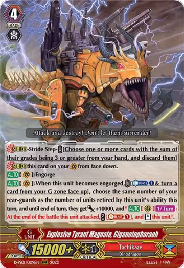 Explosive Tyrant Magnate, Giganotopharaoh (D-PS01/009EN), D-PS01: P Clan Collection 2022 — Vanguard card price