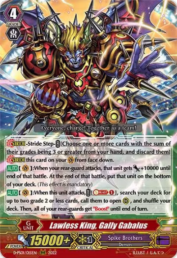 Lawless King, Gally Gabalus (D-PS01/015EN), D-PS01: P Clan Collection 2022 — Vanguard card price