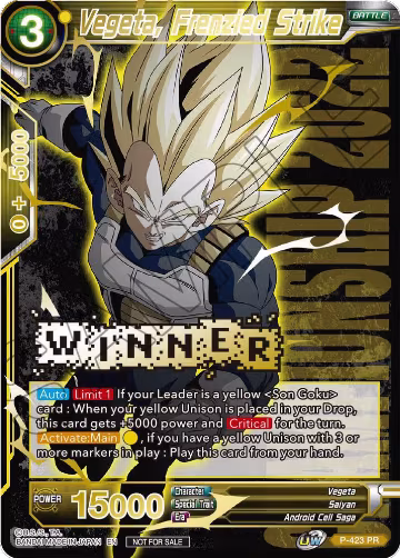 Vegeta, Frenzied Strike (Championship Pack 2022 Vol.2) (Winner Gold Stamped) (P-423), Promotion Cards — DB Super card price