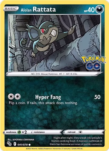 Alolan Rattata (041/078), Pokemon GO — Pokémon card price