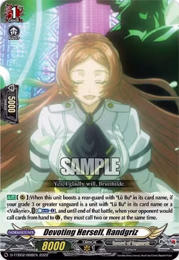 Devoting Herself, Randgriz (D-TTD02/008EN), D-TTD02: Record of Ragnarok — Vanguard card price