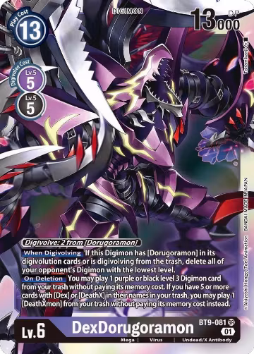 DexDorugoramon (BT9-081 SR), X Record — Digimon card price