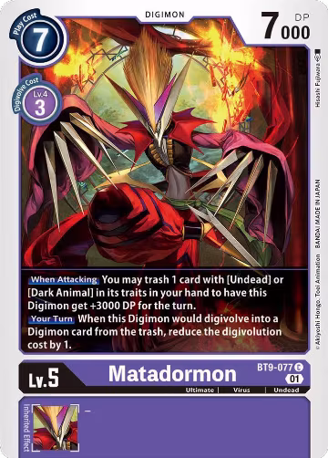 Matadormon (BT9-077 C), X Record — Digimon card price