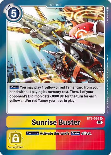 Sunrise Buster (BT9-099 R), X Record — Digimon card price