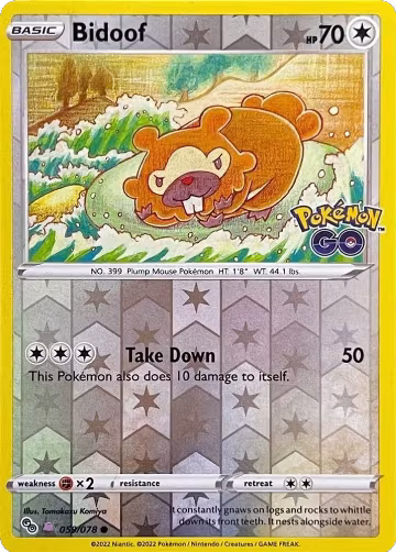 Bidoof (Peelable Ditto) (059/078), Pokemon GO — Pokémon card price