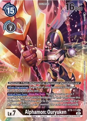 Alphamon: Ouryuken (Alternate Art) (BT9-111 SEC), X Record — Digimon card price