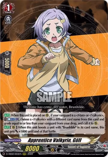 Apprentice Valkyrie, Goll (D-TB02/003EN), D-TB02: Record of Ragnarok — Vanguard card price