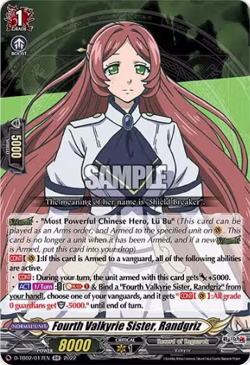 Fourth Valkyrie Sister, Randgriz (D-TB02/017EN), D-TB02: Record of Ragnarok — Vanguard card price