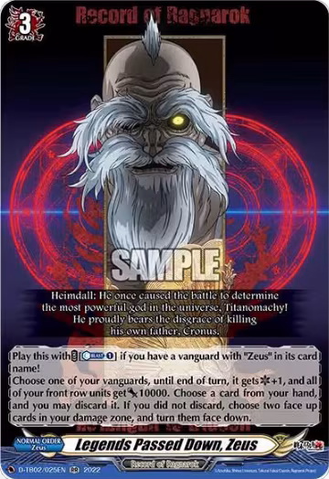 Legends Passed Down, Zeus (D-TB02/025EN), D-TB02: Record of Ragnarok — Vanguard card price