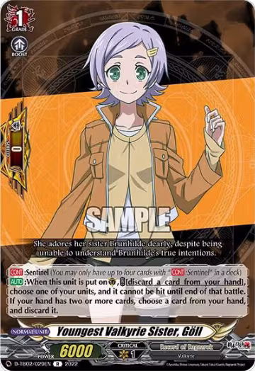 Youngest Valkyrie Sister, Goll (D-TB02/029EN), D-TB02: Record of Ragnarok — Vanguard card price
