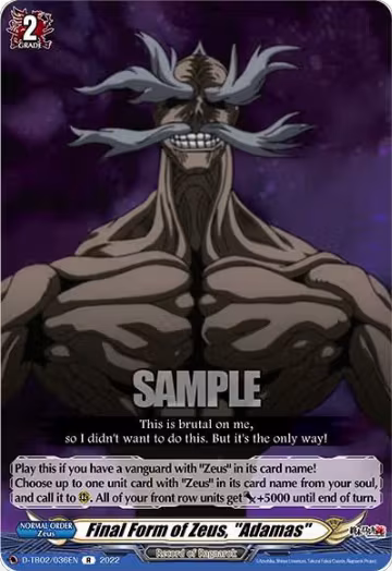 Final Form of Zeus, "Adamas" (D-TB02/036EN), D-TB02: Record of Ragnarok — Vanguard card price
