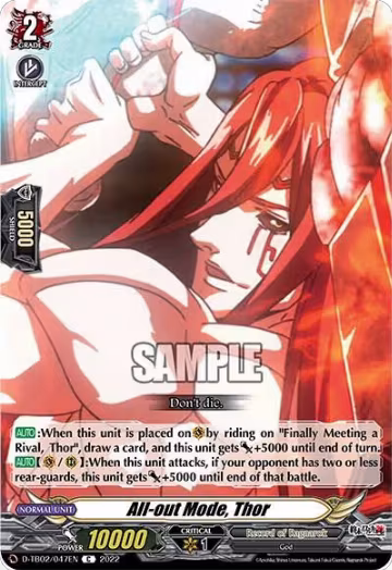 All-out Mode, Thor (D-TB02/047EN), D-TB02: Record of Ragnarok — Vanguard card price