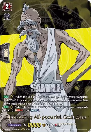 All-knowing All-powerful God, Zeus (RGR) (D-TB02/RGR21EN), D-TB02: Record of Ragnarok — Vanguard card price