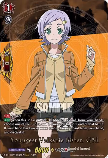Youngest Valkyrie Sister, Goll (RGR) (D-TB02/RGR29EN), D-TB02: Record of Ragnarok — Vanguard card price