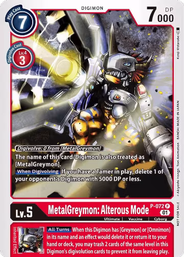 MetalGreymon: Alterous Mode (P-072 P), Digimon Promotion Cards — Digimon card price