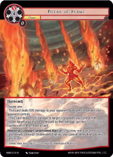 Pillar of Flame (NWE-019 N), A New World Emerges — Force of Will card price