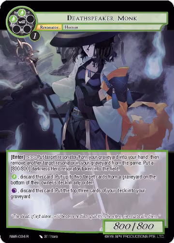 Deathspeaker Monk (NWE-034 R), A New World Emerges — Force of Will card price