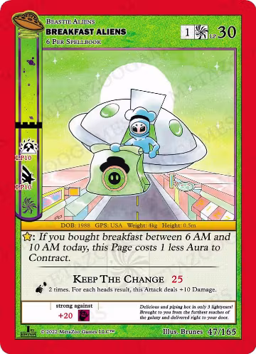 Breakfast Aliens (047/165), First Edition — MetaZoo card price