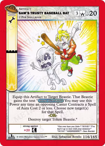 Sam's Trusty Baseball Bat (116/165), First Edition — MetaZoo card price