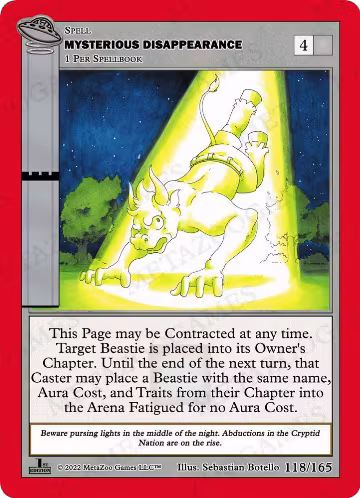 Mysterious Disappearance (118/165), First Edition — MetaZoo card price