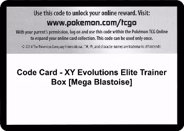 Code Card - XY Evolutions Elite Trainer Box [Mega Blastoise], XY - Evolutions — Pokémon card price