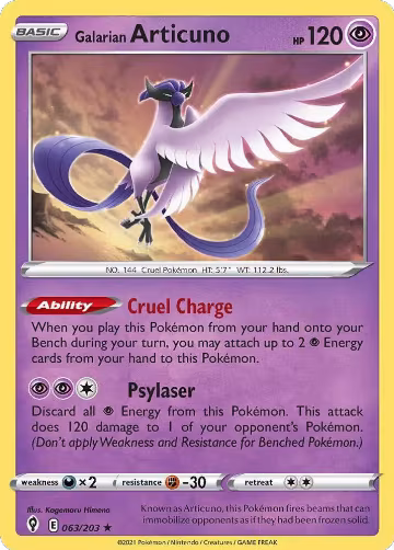 Galarian Articuno - 063/203 (063/203), Deck Exclusives — Pokémon card price