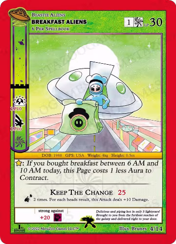Breakfast Aliens (4/14), First Edition Tribal Theme Decks — MetaZoo card price