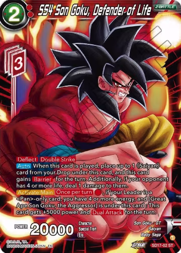 SS4 Son Goku, Defender of Life (Silver Foil) (SD17-02), Dawn of the Z-Legends — DB Super card price