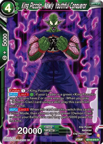 King Piccolo, Newly Youthful Conqueror (BT18-078), Dawn of the Z-Legends — DB Super card price