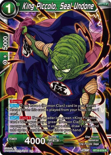 King Piccolo, Seal Undone (BT18-079), Dawn of the Z-Legends — DB Super card price