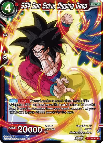 SS4 Son Goku, Digging Deep (BT18-011), Dawn of the Z-Legends — DB Super card price