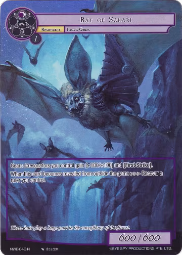 Bat of Solari (Full Art) (NWE-049 N), A New World Emerges — Force of Will card price