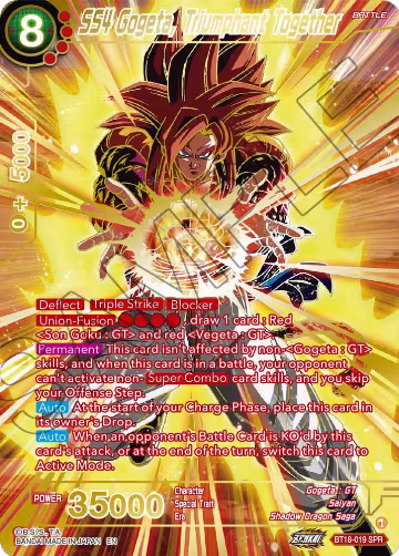 SS4 Gogeta, Triumphant Together (SPR) (BT18-019), Dawn of the Z-Legends — DB Super card price