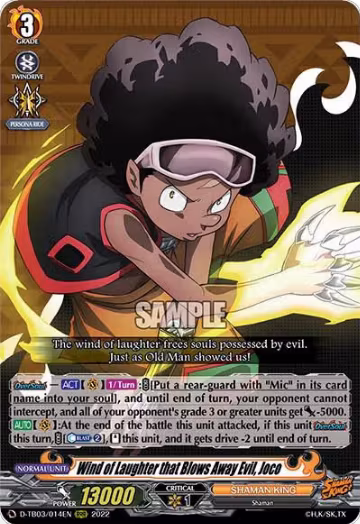 Wind of Laughter that Blows Away Evil, Joco (D-TB03/014EN), D-TB03: Shaman King — Vanguard card price