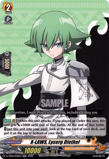 X-LAWS, Lyserg Diethel (D-TB03/035EN), D-TB03: Shaman King — Vanguard card price