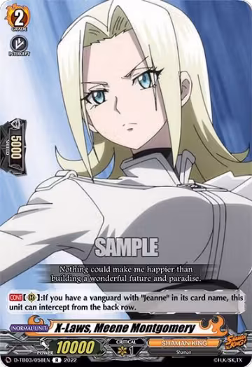 X-Laws, Meene Montgomery (D-TB03/058EN), D-TB03: Shaman King — Vanguard card price