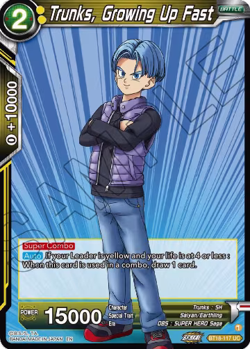 Trunks, Growing Up Fast (BT18-117), Dawn of the Z-Legends — DB Super card price