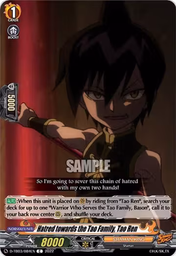 Hatred towards the Tao Family, Tao Ren (D-TB03/084EN), D-TB03: Shaman King — Vanguard card price