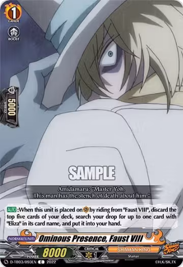 Ominous Presence, Faust VIII (D-TB03/093EN), D-TB03: Shaman King — Vanguard card price