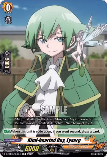 Kind-hearted Boy, Lyserg (D-TB03/098EN), D-TB03: Shaman King — Vanguard card price