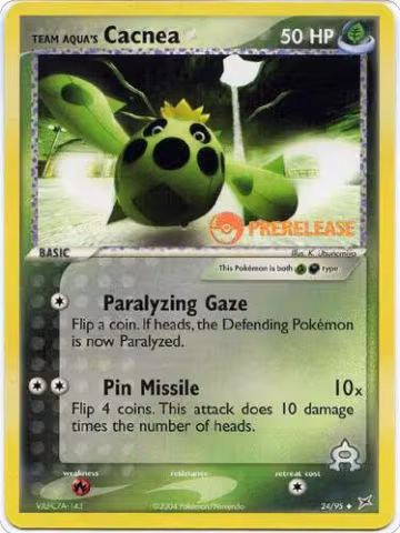 Team Aqua's Cacnea - 24/95 (Prerelease) (024/095), Miscellaneous Cards & Products — Pokémon card price