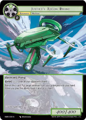 Justice's Recon Drone (NWE-039 N), A New World Emerges — Force of Will card price