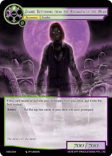 Zombie Returning from the Paramita of the Dead (HSD-024), Hero Cluster Starter Decks — Force of Will card price