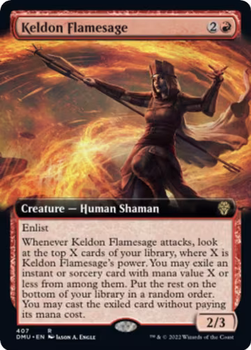 Keldon Flamesage (Extended Art) (407), Dominaria United — Magic card price