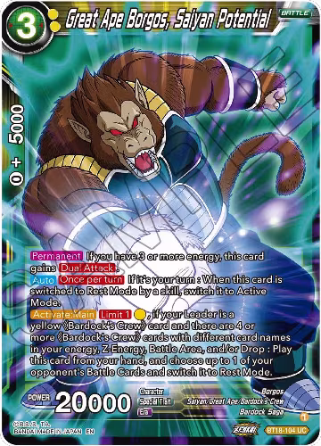 Great Ape Borgos, Saiyan Potential (BT18-104), Dawn of the Z-Legends — DB Super card price